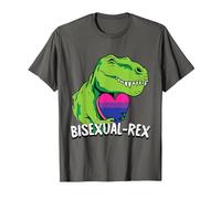 Bisexual-Rex LGBT-Q Pride Funny T-Rex Dinosaur Proud Bi Ally Camiseta, Hombre, Asfalto, L