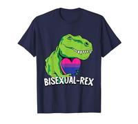 Bisexual-Rex LGBT-Q Pride Funny T-Rex Dinosaur Proud Bi Ally Camiseta, Hombre, Azul Marino, L