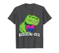 Bisexual-Rex LGBT-Q Pride Funny T-Rex Dinosaur Proud Bi Ally Camiseta, Hombre, Jaspeado Oscuro, 5XL