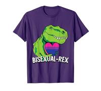 Bisexual-Rex LGBT-Q Pride Funny T-Rex Dinosaur Proud Bi Ally Camiseta, Hombre, Morado, XXL