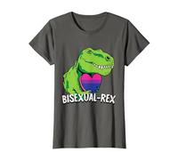 Bisexual-Rex LGBT-Q Pride Funny T-Rex Dinosaur Proud Bi Ally Camiseta, Mujer, Asfalto, L
