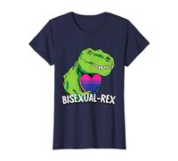 Bisexual-Rex LGBT-Q Pride Funny T-Rex Dinosaur Proud Bi Ally Camiseta, Mujer, Azul Marino, M