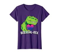 Bisexual-Rex LGBT-Q Pride Funny T-Rex Dinosaur Proud Bi Ally Camiseta, Mujer, Morado, M