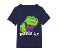 Bisexual-Rex LGBT-Q Pride Funny T-Rex Dinosaur Proud Bi Ally Camiseta, Mujer Tallas Grandes, Azul Marino, 4XL Grande