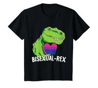 Bisexual-Rex LGBT-Q Pride Funny T-Rex Dinosaur Proud Bi Ally Camiseta, Niños, Negro, 10 años