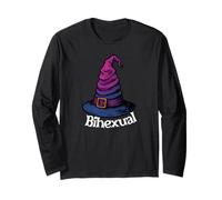 Bisexual Witch Pun Bihexual Bi Pride Flag Colors Halloween Manga Larga
