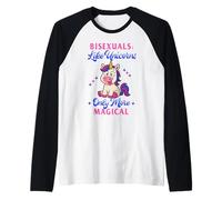Bisexuals Like Unicorns Only More Magical Funny Bi Meme Camiseta Manga Raglan