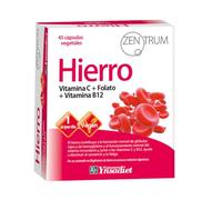 Bisglicinato de Hierro 29mg con Vitamina C, B12 y Ácido Fólico | Alta Absorción y Tolerancia Digestiva | Ayuda a Reducir Cansancio y Fatiga | 45 Cápsulas Veganas | Marca Zentrum