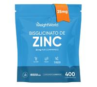 Bisglicinato de Zinc 25 mg Alta Absorción Apoya Sistema Inmunitario, Cabello, Piel y Uñas 400 Comprimidos para Más de 1 Año
