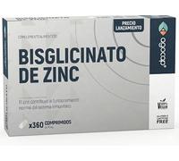 Bisglicinato de Zinc, 360 Comprimidos (1 Año) - Alta Biodisponibilidad. Contribuye al funcionamiento normal del sistema inmunitario, piel, cabello y uñas. Apto para veganos, Zinc
