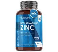Bisglicinato de Zinc 50 mg - 400 Comprimidos para más de 1 Año de Suministro - Para Sistema Inmune y Salud de Cabello, Huesos y Uñas