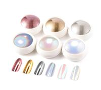 BISHENGYF 6PCS Polvo de Uñas Cromado: Brillo de Uñas Súper Espejo, Polvo de Efecto Espejo Uñas Holo metál para Esmalte Gel Aurora Iridiscente Perlado Polvo Cromo Dorado, Salón Arte Uñas Decoración DIY