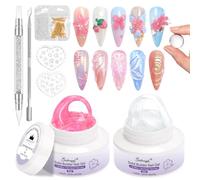 BISHENGYF Gel de uñas 3D, gran capacidad, transparente, constructor de gel, 2 unidades de 30 g, no adhesivas, perlas de sirena para extensiones de uñas, incluye formas y otros
