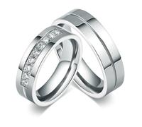 Bishilin Acero Inoxidable 6Mm Anillo de Promesas para Parejas Juego con 2 Anillos Mujeres Talla 12 & Hombres Talla 25