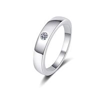 Bishilin Alianzas de boda de moissanita eternidad, alianzas de boda de plata para mujer, forma redonda con moissanita de plata de ley, M 1/2, Plata de ley, Moissanita