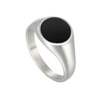 Bishilin Anillo de acero inoxidable, juego de anillos vintage esmaltados, forma redonda, adecuado para bodas, aniversarios y vacaciones, R 1/2, Acero inoxidable, No es una piedra preciosa