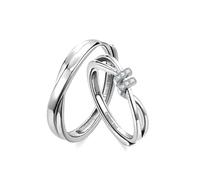 Bishilin Anillo de boda, anillos de compromiso para parejas, de cristal de plata 925, juego de anillos para ella, ajustable, Plata de ley, Circonita cúbica