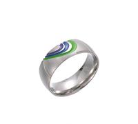 Bishilin Anillo de boda para mujer, anillo de promesa Pinky, arco iris de amor, fiestas familiares, L 1/2, Acero de titanio, No es una piedra preciosa