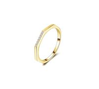 Bishilin Anillo de circonita cúbica delicado, anillos de mano derecha para mujer, hexagonal con circonita cúbica, plata de ley, L 1/2, Plata de ley, Circonita cúbica