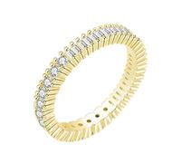 Bishilin Anillo de compromiso, anillo 925 Eternidad con rectangular circonita cúbica aniversario regalos para mujer, 12, Plata de ley 925, Circonia cúbica