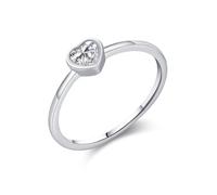 Bishilin Anillo de compromiso solitario de moissanita, anillos de boda para novia, corazón simple de 0,3 quilates con corazón y moissanita, plata de ley, R 1/2, Plata de ley, Moissanita
