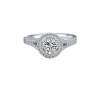 Bishilin Anillo de promesa para uno mismo, delicado anillo de promesa de forma redonda con circonita cúbica, plata de ley, J 1/2, Plata de ley, Circonita cúbica