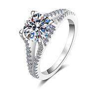 Bishilin Anillos bohemios, anillos de promesa de mejor amigo, oro blanco, huecos, redondos, plata de ley, fiestas familiares, bodas, L 1/2, Plata de ley, Circonita cúbica