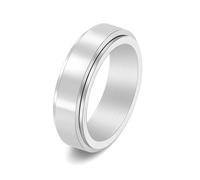 Bishilin Anillos de acero inoxidable, juego de anillos vintage brillantes giratorios para fiestas familiares y bodas, R 1/2, Acero inoxidable, No es una piedra preciosa
