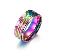 Bishilin Anillos de amistad para hombre, colorido anillo de oro negro para hombre de boda, anillo de acero inoxidable pulido de 8 mm, Sin piedra preciosa