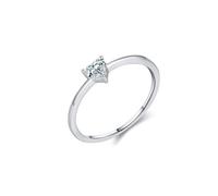 Bishilin Anillos de amor para mujer, anillo de boda para mujer, corazón solitario con circonita cúbica, plata de ley, J 1/2, Plata de ley, Circonita cúbica