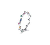 Bishilin Anillos de amor para mujer, anillos de diamantes de circonita cúbica para mujer, piedras incrustadas con circonita cúbica, plata de ley, R 1/2, Plata de ley, Circonita cúbica
