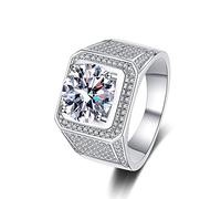 Bishilin Anillos de plata auténtica para mujer, juego de anillos de promesa geométricos de plata para moda navideña, S 1/2, Plata de ley, Moissanita
