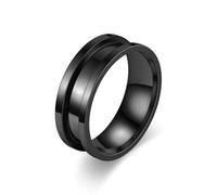 Bishilin Anillos góticos de acero inoxidable para mujer, 8 mm de ancho, con ranura, para fiestas familiares, bodas, P 1/2, Acero inoxidable, No es una piedra preciosa