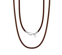 Bishilin Collar para mujer, collares para mujer, cuerda de cuero de 2 mm, plata de ley, adecuado para bodas, aniversarios, vacaciones, Plata esterlina, No es una piedra preciosa
