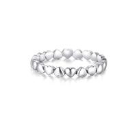 Bishilin Juego de anillos de boda para mujer, anillos para mujer, corazón de amor, plata de ley, adecuados para bodas y cumpleaños, R 1/2, Plata de ley, Sin piedra preciosa