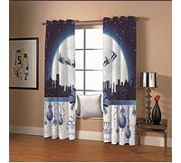 Bishilin Luna with Merry Christmas and Happy New Year - Cortinas aislantes para ventana, 2 paneles, 107 x 244 cm (ancho x largo)
