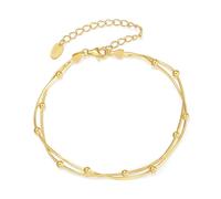 Bishilin Pulsera de plata de ley, pulsera de promesa de doble cadena con cuentas, adecuada para bodas, aniversarios y vacaciones, Plata de ley, No es una piedra preciosa