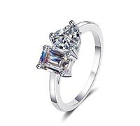 Bishilin The Wedding Band, anillo de boda para mujer con piedra preciosa blanca de plata de ley para la moda navideña, P 1/2, Plata de ley, Moissanita