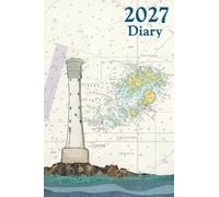 Bishop Rock Isles of Scilly A6 2027 pocket diary daily planner journal - coastal nautical designs sewn onto old sea charts maps | Week to view