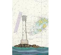 Bishop Rock lighthouse Isles of Scilly A6 pocket notebook - coastal nautical designs sewn onto old sea charts maps | 120 lined pages