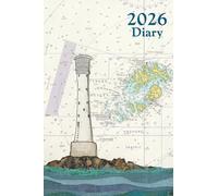 Bishops Rock lighthouse Isles of Scilly Cornwall A6 2026 pocket diary daily planner journal - coastal nautical designs sewn onto old sea charts maps | Week to view