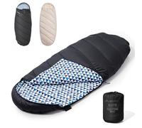 BISINNA XL Adulto 3-4 Estaciones Amplio Saco de Dormir Forro de Franela Grande Individual cálido cómodo Ligero para Camping Senderismo mochilero al Aire Libre con Saco de compresión (Negro, 3.2kg)