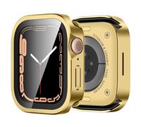 Bisiokr Fundas Compatible con Apple Watch Series 9/8/7 45mm Funda, Protector de Pantalla Integrado, Carcasa Protectora de PC Metal con Tapa Trasera para iWatch 45mm, Oro