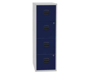 BISLEY Home PFA - Armario archivador Colgante, 4 cajones HR, Metal, 505 Cuerpo, Color Gris Claro, Parte Frontal de Color Azul, 40 x 41,3 x 132,1 cm