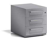 BISLEY Note-Contenedor con asa (3 cajones universales), Metal, Plata 355, 56.5 x 42 x 49.5 cm