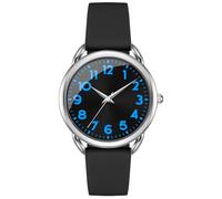 Bisley Reloj para mujer, esfera numérica, correa de silicona fácil de leer, apto para todas las muñecas, impermeable, regalo para ella, Negro/Azul, 35mm, Reloj informal