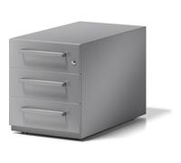 Bisley Roll Container Ordenador con Mango, 3 Universal cajones, Metal, 355 Plata, 77.5 X 42 X 49.5 cm