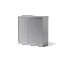 BISLEY | Rollladenschrank Essentials | HxBxT 1000 x 1000 x 470 mm | 1 Fachboden | Silber.