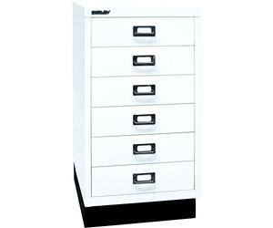 BISLEY | Serie 39 MultiDrawer™ | con zócalo | DIN A3 | 6 cajones | Blanco tráfico | Negro.