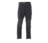 Bisley Workwear UKBPC6333_BBLK Flex & Move - Pantalones cargo elásticos con cremallera y bolsillos en la rodilla, color negro, talla 38S